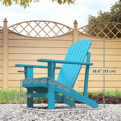 Classic Adirondack Chair, Garden Deck Chair with Cup Holder, Turquoise Patio Chairs at Gallery Canada
