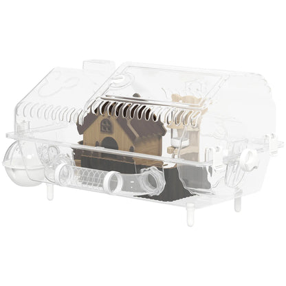 8 In 1 Hamster Cage With Accessories, 21.5" x 11.8" x 12.6" Hamster Cages Transparent, Natural Wood at Gallery Canada