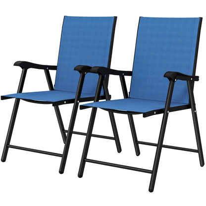 Folding Patio Chairs Set Of 2, High Back Outdoor Dining Chairs, Blue Patio Chairs Blue at Gallery Canada