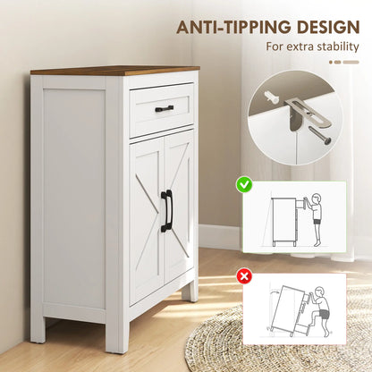 Farmhouse Bathroom Storage Cabinet with Barn Doors, White