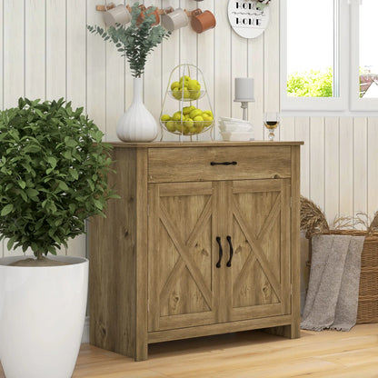 Farmhouse Sideboard, Storage Cabinet with Barn Doors, Nature Wood Bar Cabinets at Gallery Canada