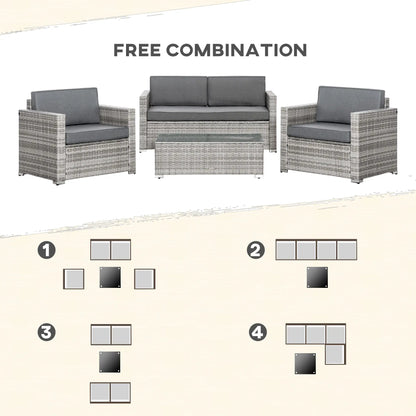 4-Piece Outdoor PE Rattan Sofa Set, Extra Wide Seat, Mixed Grey Patio Furniture Sets at Gallery Canada