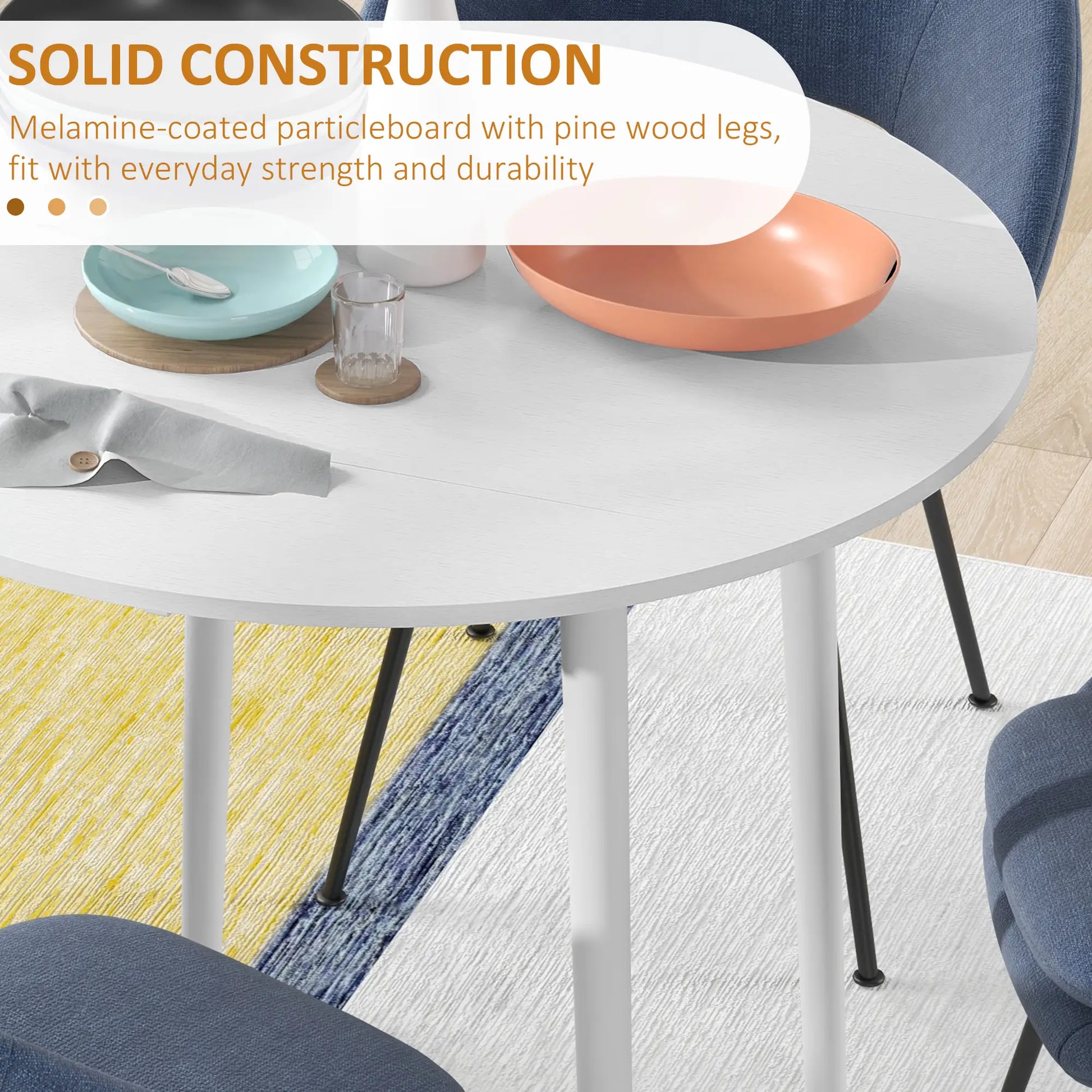 Folding Dining Table, Round Drop Leaf Kitchen Table, Distressed White, White Dining Tables at Gallery Canada