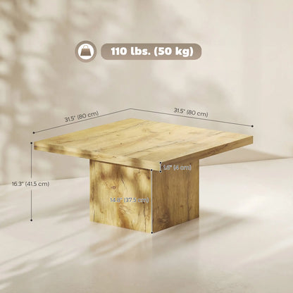 Square Coffee Table, 1.6" Thick Tabletop, Natural Wood Coffee Tables at Gallery Canada