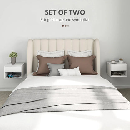 Floating Nightstand Set of 2, Wall Mounted Bedside Table, White Bedside Tables at Gallery Canada