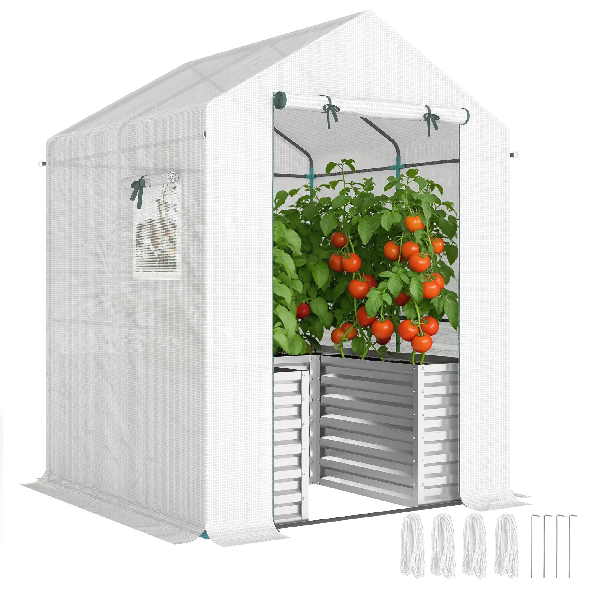 Galvanized Metal Greenhouse, Raised Garden Bed, 56