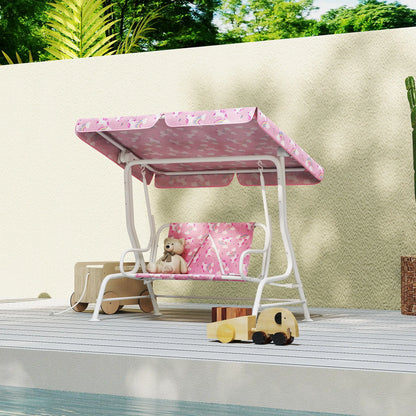 Kids Porch Swing, 2-Seater Bench With Safety Belts, Adjustable Canopy, Pink Gym Sets & Swings at Gallery Canada