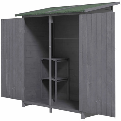 Garden Storage Shed, Asphalt Roof, Wooden, Double Door, Green and Grey Sheds Green, Grey at Gallery Canada