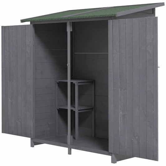 Garden Storage Shed, Asphalt Roof, Wooden, Double Door, Green and Grey Sheds Green, Grey at Gallery Canada