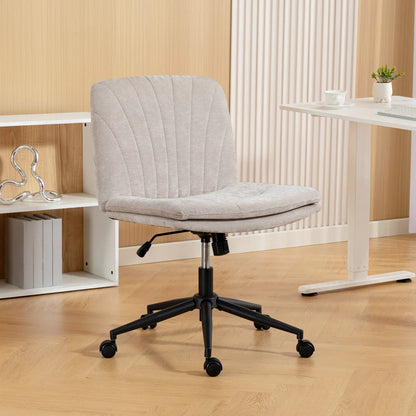 Criss Cross Chair with Wheels, Wide Office Chair, No Arms, Adjustable Height, Tilting, Beige Task Chairs at Gallery Canada