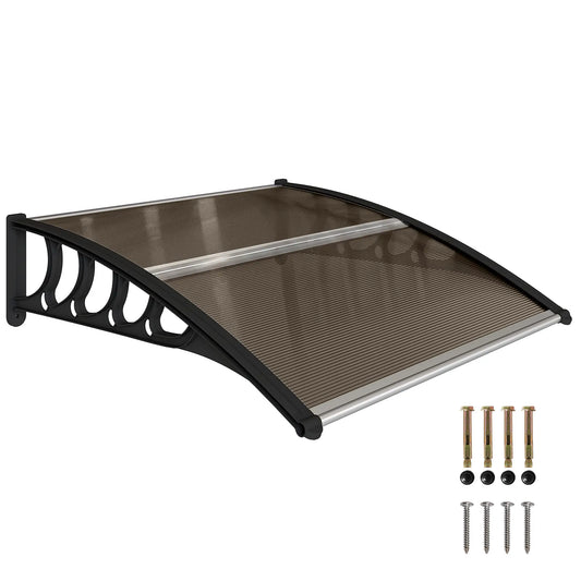 40.6" x 38" Polycarbonate Awning Door Canopy, UV Protection, Brown Door Awnings Black, Brown at Gallery Canada