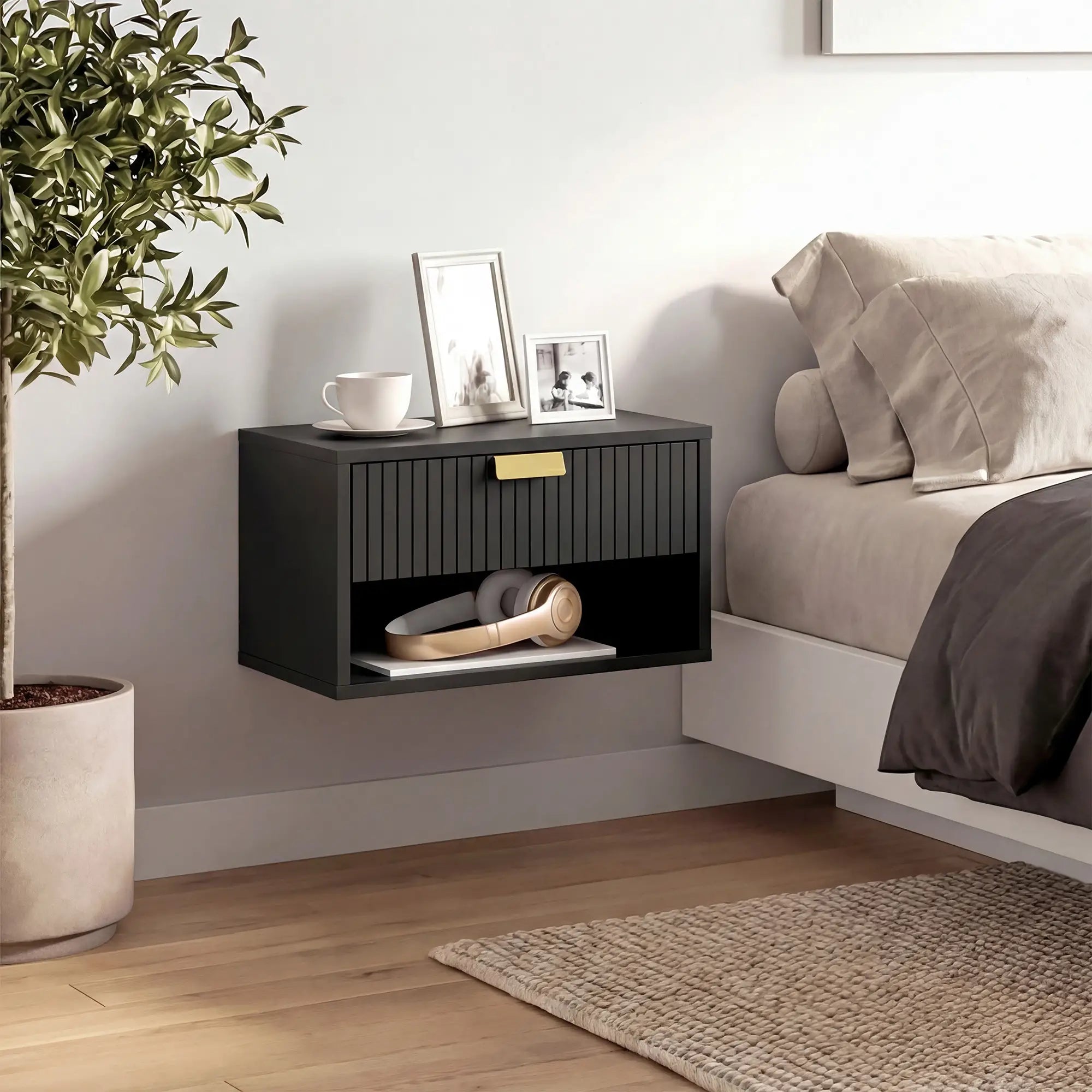 Wall Mounted Bedside Tables, Floating Nightstands, Black Bedside Tables at Gallery Canada