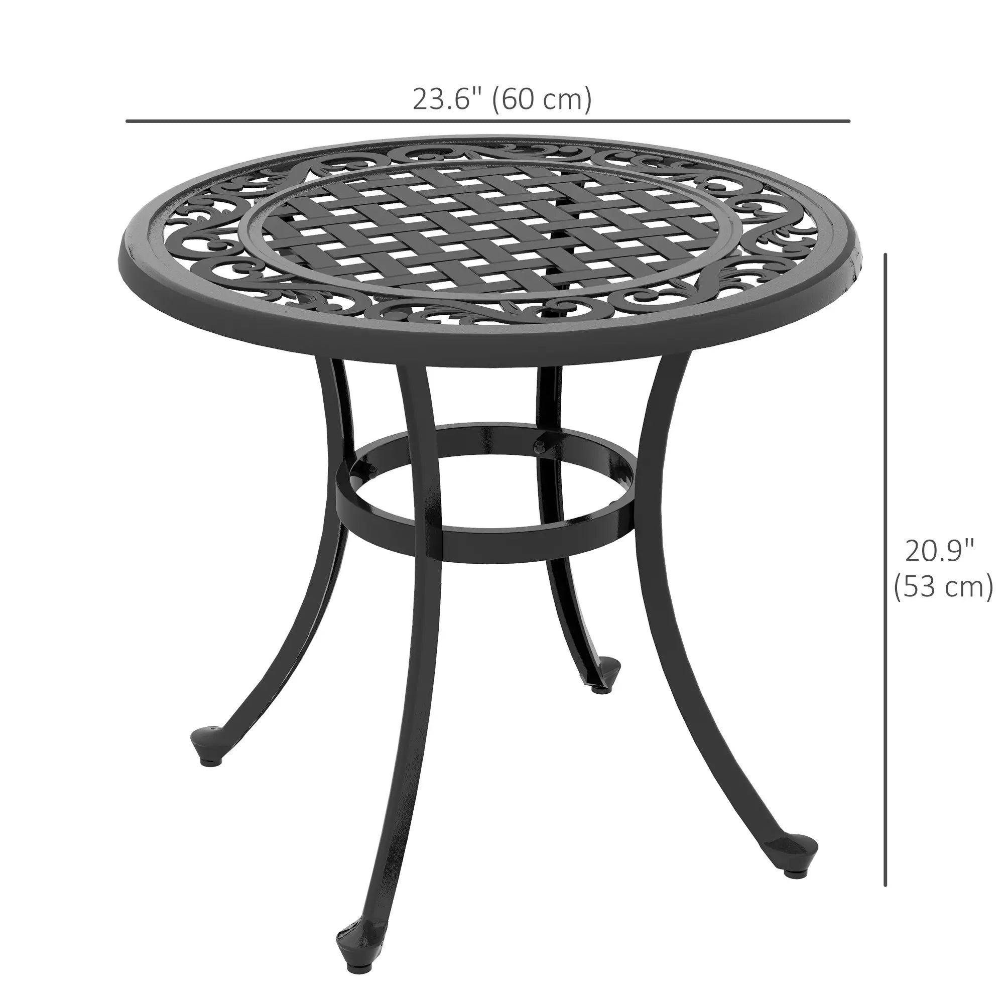 Round Patio Table, Adjustable Feet, Cast Aluminium Frame, Black Patio Side Tables at Gallery Canada