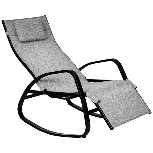 Adjustable Zero Gravity Rocking Lounge Chair, Outdoor Recliner w/ Pillow, Footrest