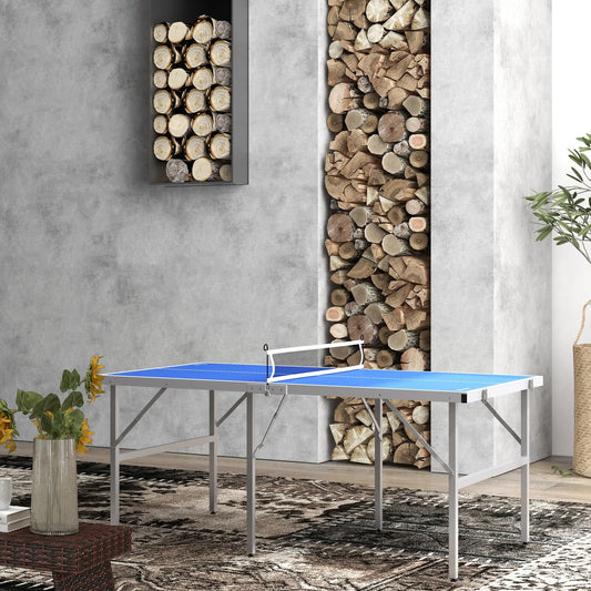 Portable Ping Pong Table Set, Table Tennis w/ Net, 2 Paddles, 3 Balls, Blue Game Tables Blue at Gallery Canada