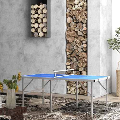 Portable Ping Pong Table Set, Table Tennis w/ Net, 2 Paddles, 3 Balls, Blue
