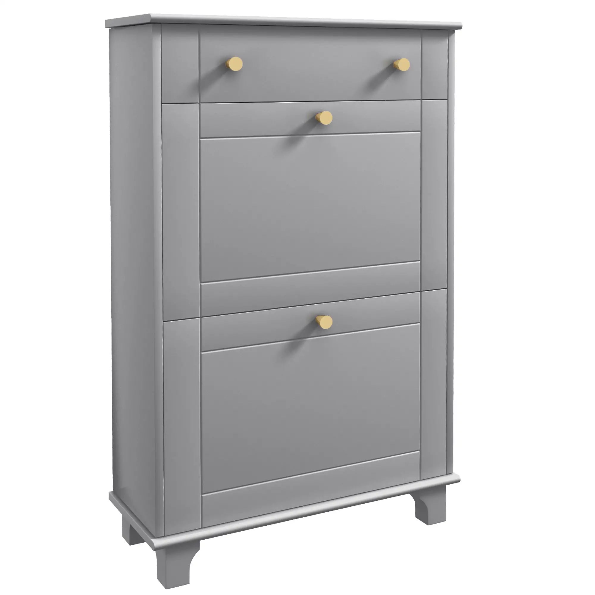 Slim Shoe Storage, 2 Flip Drawers, Adjustable Shelves, 8 Pair, Grey Shoe Storage Cabinets & Racks Grey at Gallery Canada