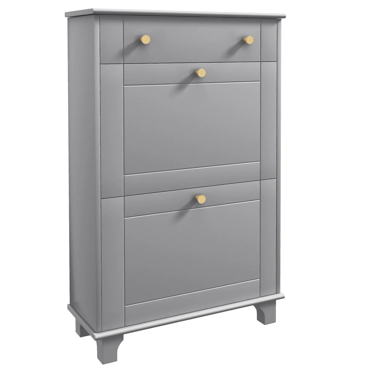 Slim Shoe Storage, 2 Flip Drawers, Adjustable Shelves, 8 Pair, Grey Shoe Storage Cabinets & Racks Grey at Gallery Canada
