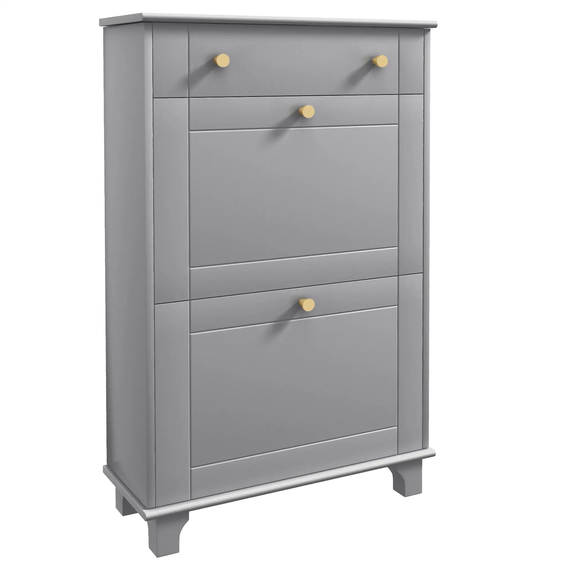 Slim Shoe Storage, 2 Flip Drawers, Adjustable Shelves, 8 Pair, Grey Shoe Storage Cabinets & Racks Grey at Gallery Canada