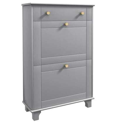 Slim Shoe Storage, 2 Flip Drawers, Adjustable Shelves, 8 Pair, Grey Shoe Storage Cabinets & Racks Grey at Gallery Canada