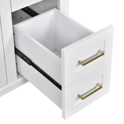 Bathroom Vanity with Ceramic Sink, Soft Close Doors, 4 Drawers, 36" L x 18.5" W x 35" H, White Sink Cabinets at Gallery Canada