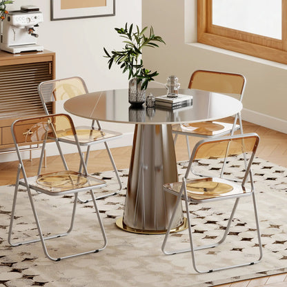4 Pack Acrylic Foldable Chairs, Transparent, Orange Dining Chairs at Gallery Canada