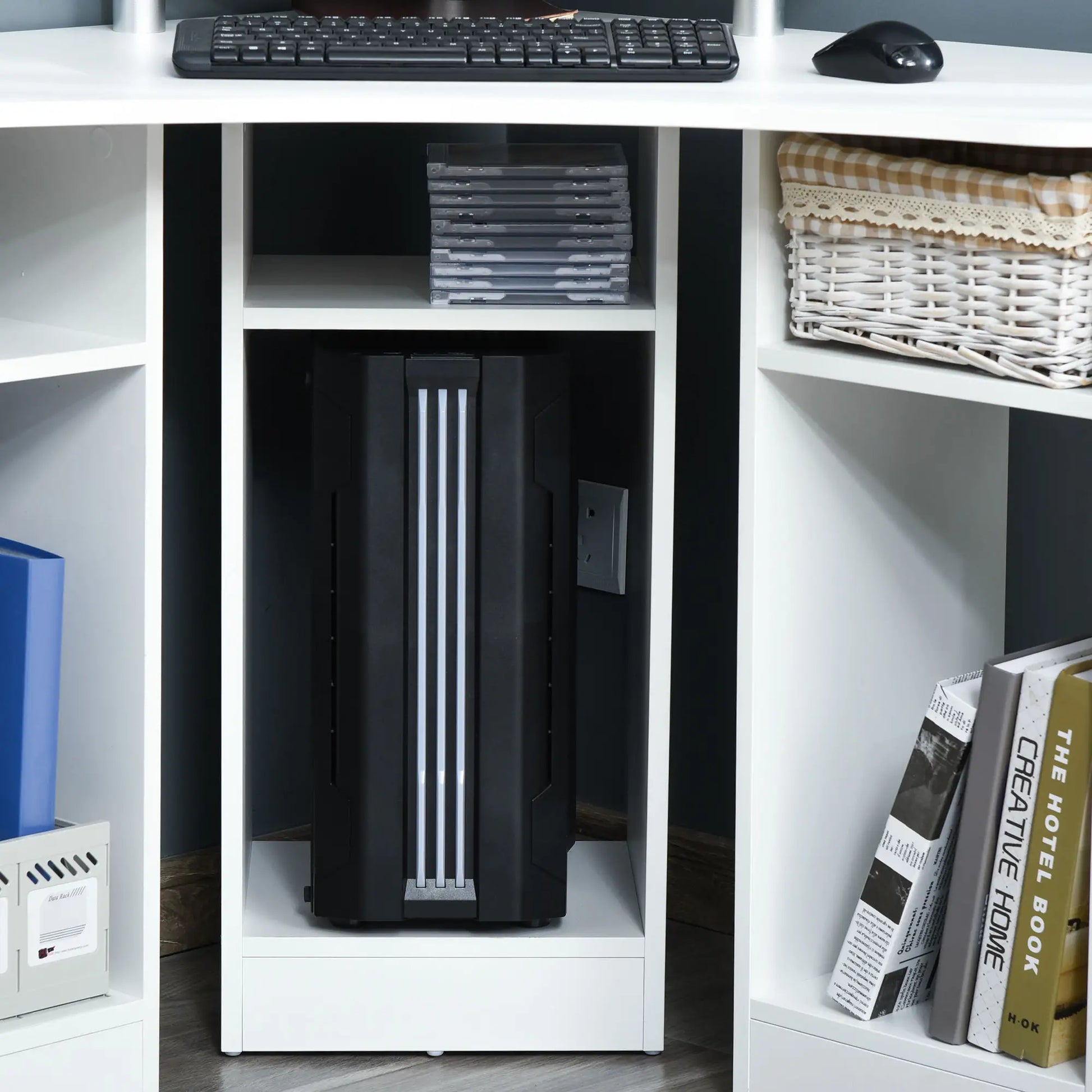 L-Shaped Computer Desk with Monitor Stand, Home Office Corner, White Computer Desks at Gallery Canada