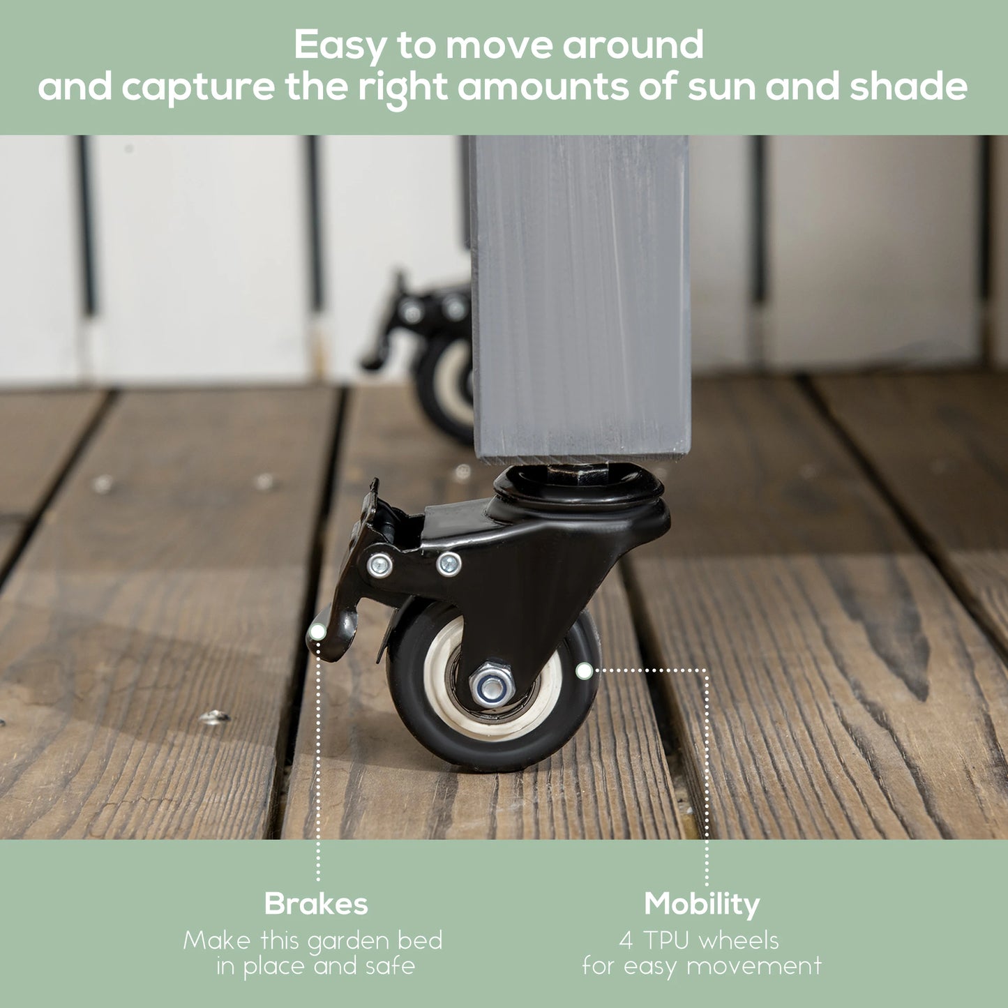 Mobile Raised Garden Bed, Wood Planter Box w/ Wheels, Storage Shelf, Dark Grey Elevated Garden Beds at Gallery Canada