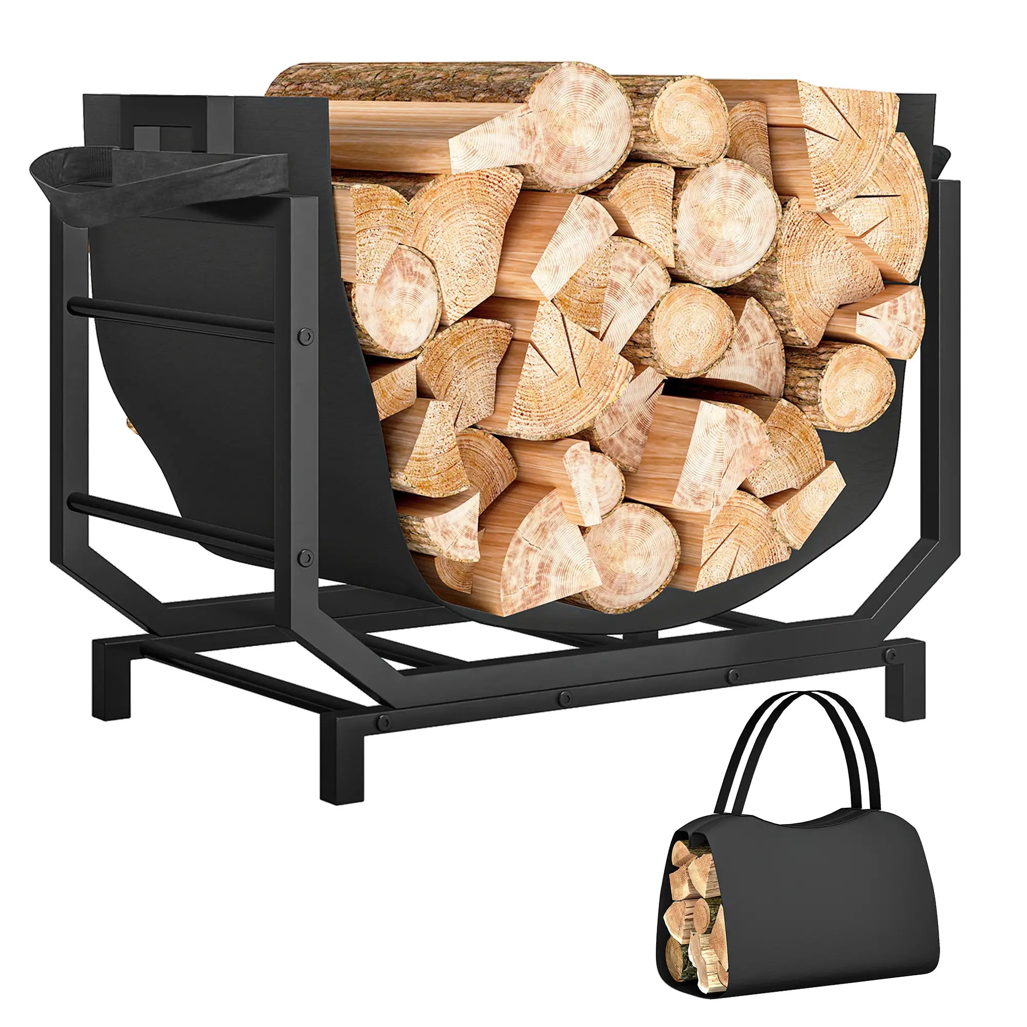 Firewood Rack Outdoor, Heavy-Duty Log Holder with Tote Bag Firewood Racks at Gallery Canada