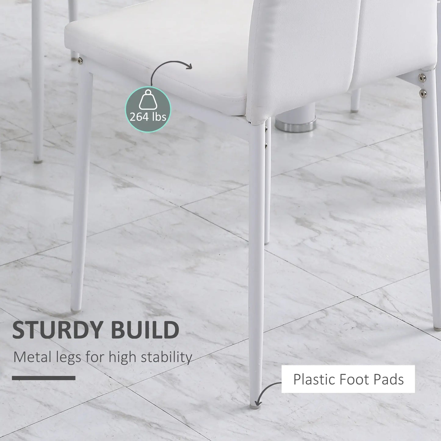 Modern Dining Chairs, Set of 4, Button Tufted High Back, White Bar Stools at Gallery Canada