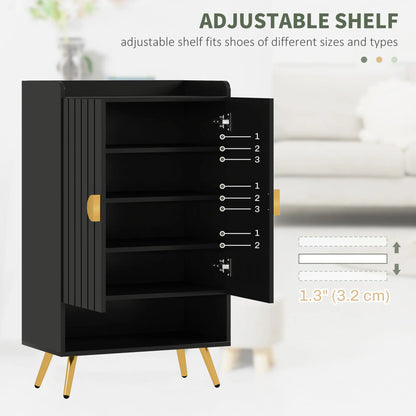 Narrow Shoe Storage Cabinet, Adjustable Shelves for 15 Pairs, Black Shoe Storage Cabinets & Racks at Gallery Canada