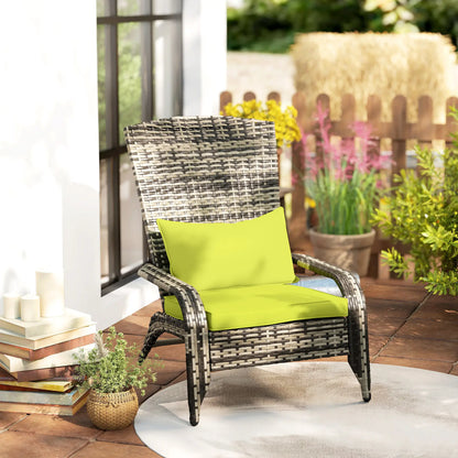 Patio Wicker Adirondack Chair, Outdoor PE Rattan, w/ Cushions, Green Patio Chairs at Gallery Canada