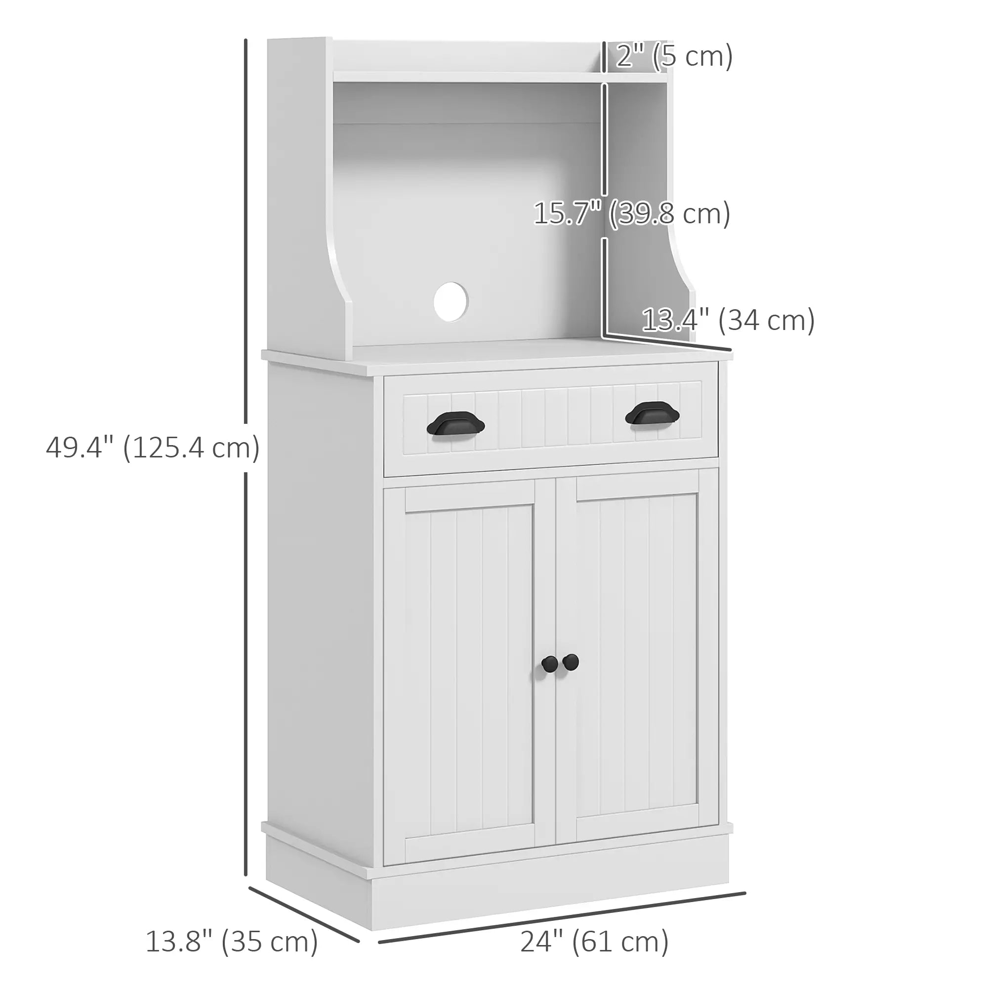 Microwave Cabinet, Kitchen Storage With Drawer, Adjustable Shelf, White Kitchen Pantry Cabinets at Gallery Canada