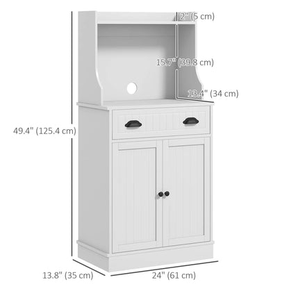 Microwave Cabinet, Kitchen Storage With Drawer, Adjustable Shelf, White Kitchen Pantry Cabinets at Gallery Canada