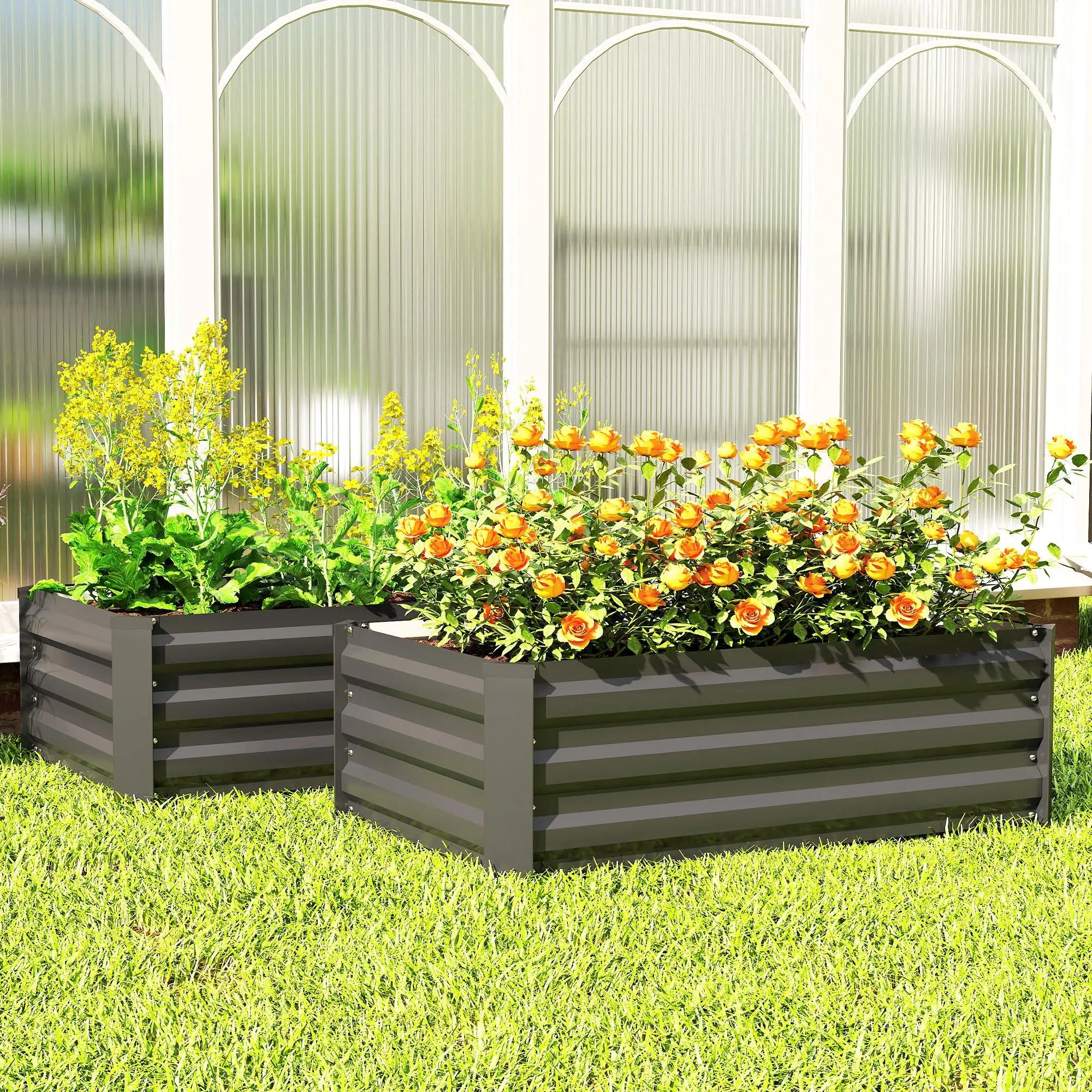 Galvanized Raised Garden Beds, Outdoor Planter Box, Black Galvanized Planter Boxes at Gallery Canada