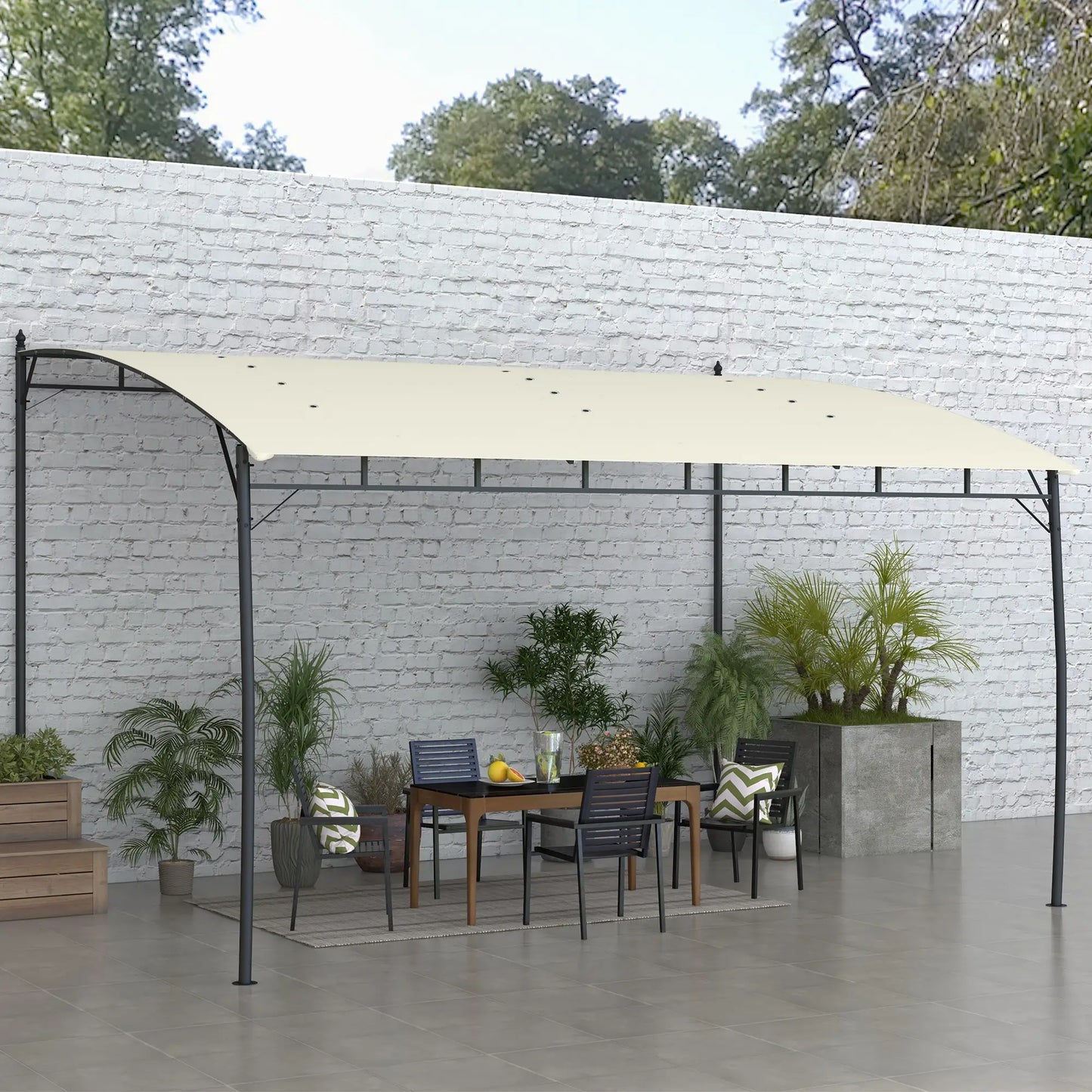 10' x 13' Outdoor Pergola, UV30+ Canopy, Steel Frame, Cream White Pergolas at Gallery Canada
