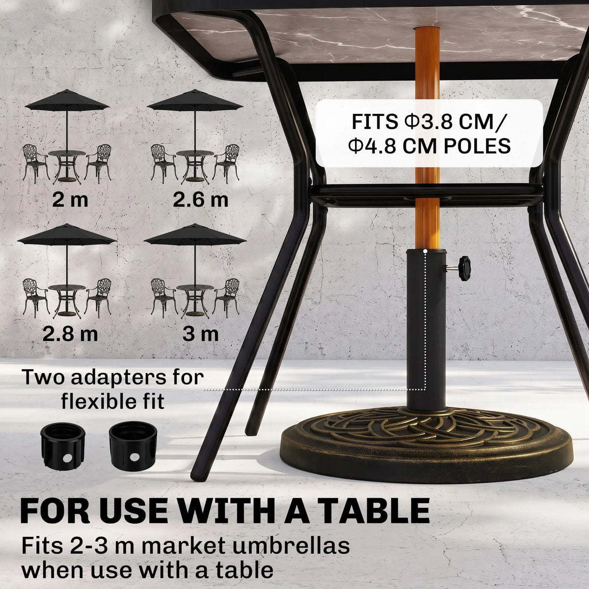 25 lb Heavy Duty Patio Umbrella Base, Round Stand, Outdoor, Bronze Umbrella Bases at Gallery Canada