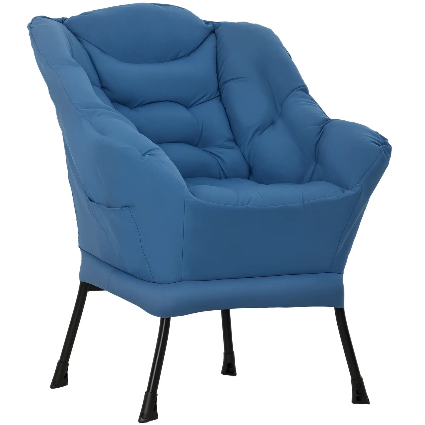 Modern Accent Chair, Armchair with Side Pockets and Solid Steel Legs, Comfy Reading Chair for Living Room, Bedroom, Blue Accent Chairs at Gallery Canada