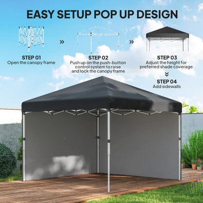 10' x 10' Pop Up Canopy, Sidewalls, Roller Bag, Adjustable Tent, Black Pop Up Canopies at Gallery Canada