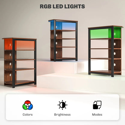 TV Stand for 29" TVs, 4-Tier Storage Shelves, LED Lights TV Stands at Gallery Canada