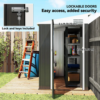 4' x 6' Outdoor Metal Storage Shed, Lockable Door, Dark Grey Sheds at Gallery Canada