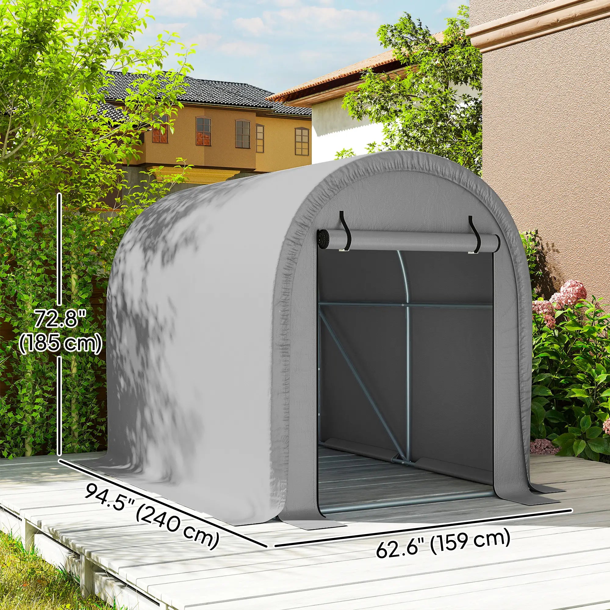 8' x 5' Portable Shed, Water-Resistant Bike Tent with Roll-up Zipper Door Portable Shed at Gallery Canada