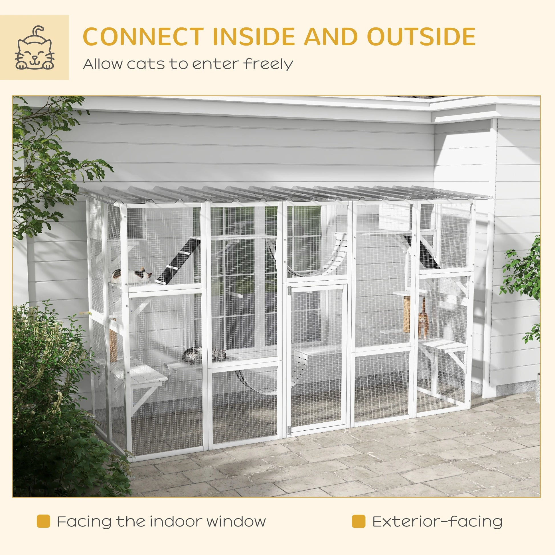 Large Outdoor Catio, Condos, Platforms, Doors, Ladders, Weather-Resistant Roof, White Outdoor Cat Enclosures at Gallery Canada
