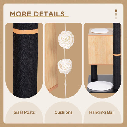 47.2" Cat Tree, Kitten Scratcher, Activity Center, Black Cat Posts at Gallery Canada