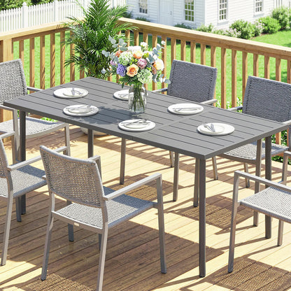 65" x 31.5" Outdoor Dining Table, Metal Rectangular Patio Table, Seats 6