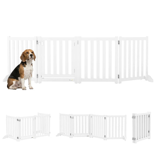 23.5"H Foldable Dog Gate with Door, 4 Panels, White Houses, Kennels & Pens White at Gallery Canada