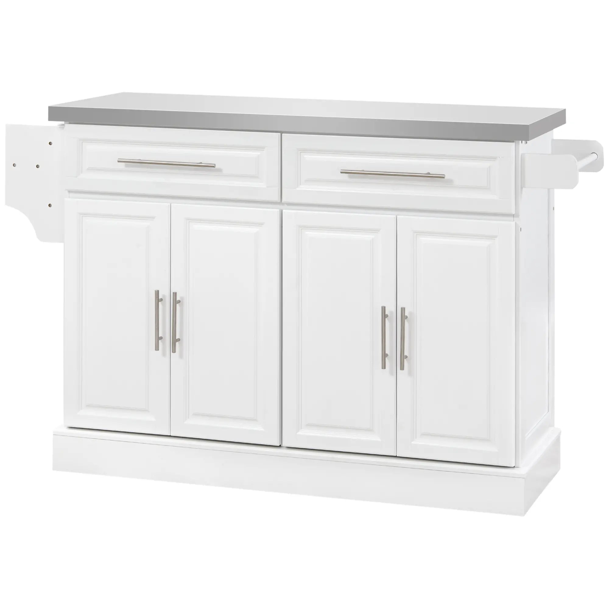 Rolling Kitchen Island with Storage, Stainless Steel Top, Drawers, Cabinets Kitchen Islands & Kitchen Carts at Gallery Canada