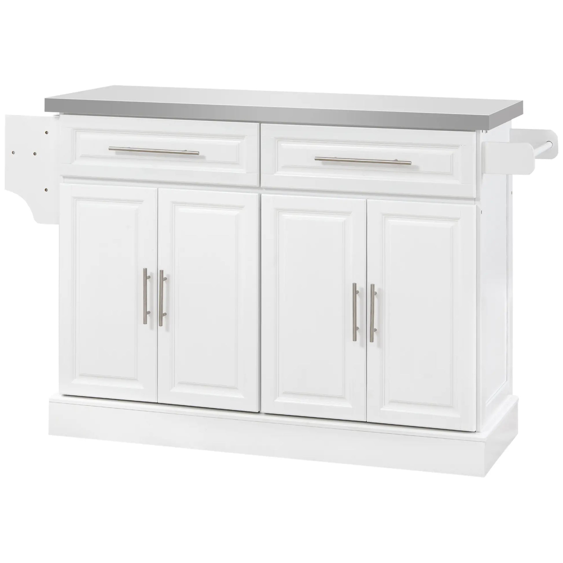 Rolling Kitchen Island with Storage, Stainless Steel Top, Drawers, Cabinets Kitchen Islands & Kitchen Carts at Gallery Canada