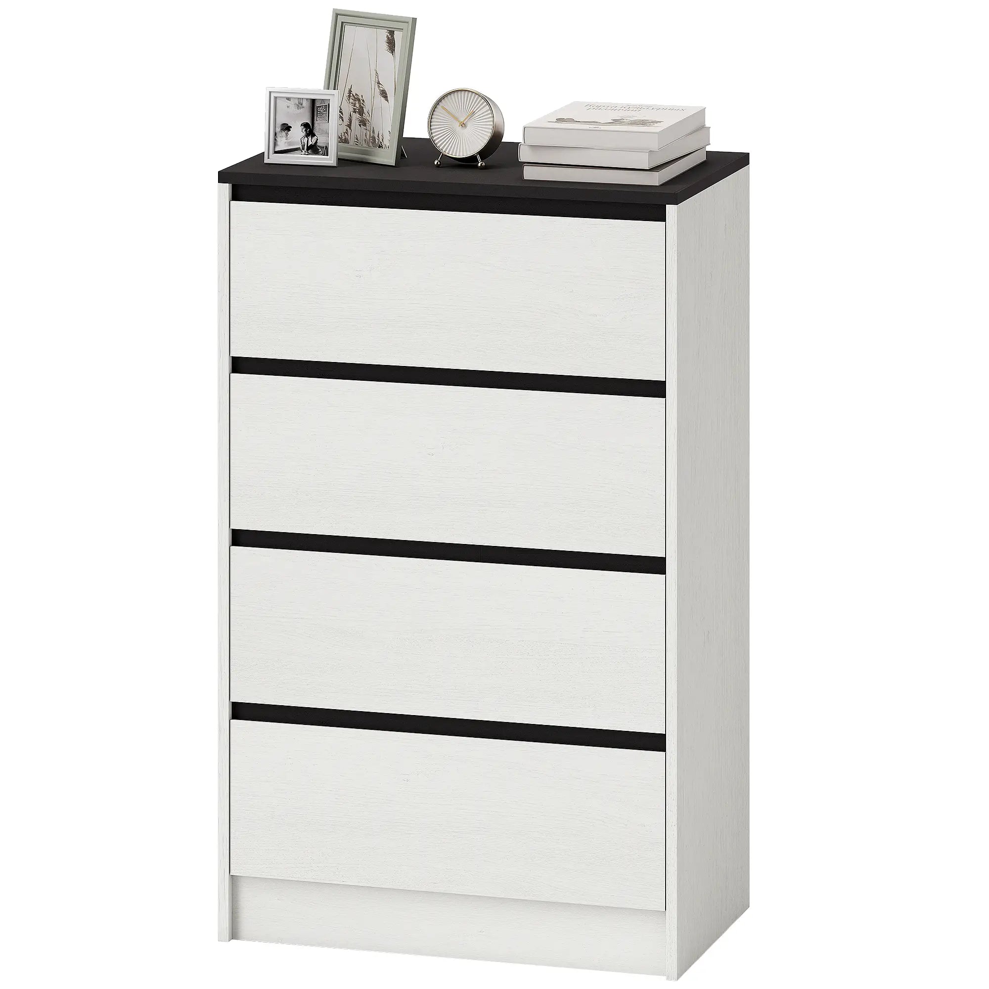 Tall Chest of Drawers, 4 Drawer Dresser, White Wood Effect, White Storage Cabinets White Wood Effect, Black Wood Effect at Gallery Canada