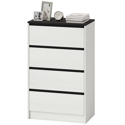 Tall Chest of Drawers, 4 Drawer Dresser, White Wood Effect, White Storage Cabinets White Wood Effect, Black Wood Effect at Gallery Canada